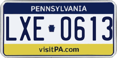 PA license plate LXE0613