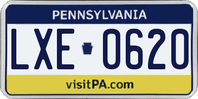 PA license plate LXE0620