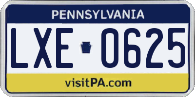 PA license plate LXE0625