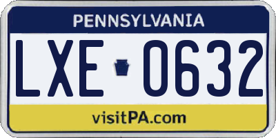 PA license plate LXE0632