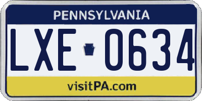 PA license plate LXE0634