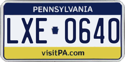 PA license plate LXE0640