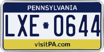 PA license plate LXE0644