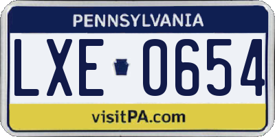 PA license plate LXE0654
