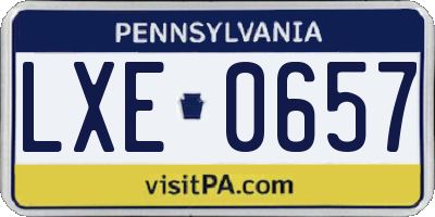 PA license plate LXE0657