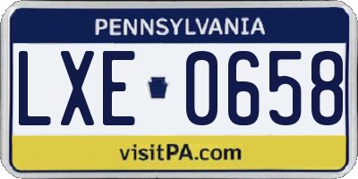 PA license plate LXE0658