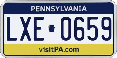 PA license plate LXE0659