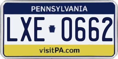 PA license plate LXE0662