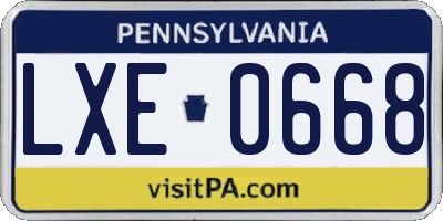 PA license plate LXE0668