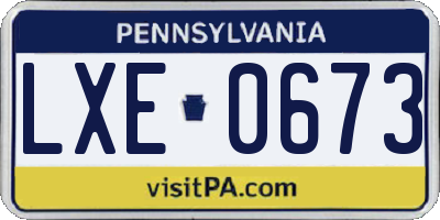 PA license plate LXE0673