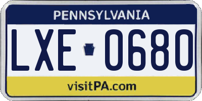 PA license plate LXE0680