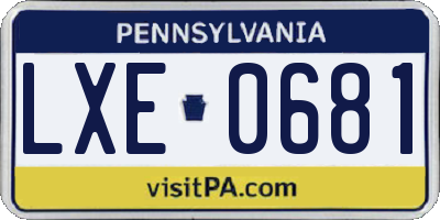 PA license plate LXE0681