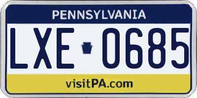 PA license plate LXE0685