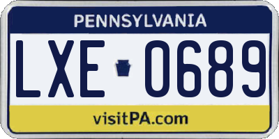 PA license plate LXE0689