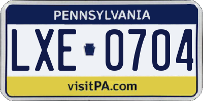 PA license plate LXE0704