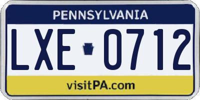 PA license plate LXE0712