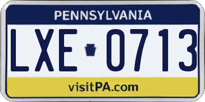 PA license plate LXE0713