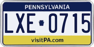 PA license plate LXE0715