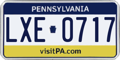 PA license plate LXE0717
