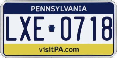 PA license plate LXE0718