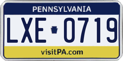 PA license plate LXE0719