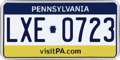 PA license plate LXE0723