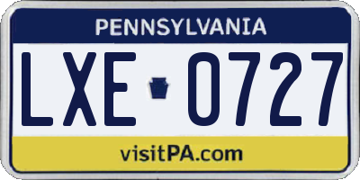 PA license plate LXE0727