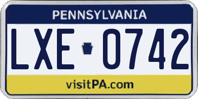 PA license plate LXE0742