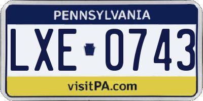 PA license plate LXE0743