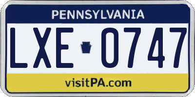 PA license plate LXE0747