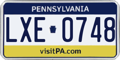 PA license plate LXE0748