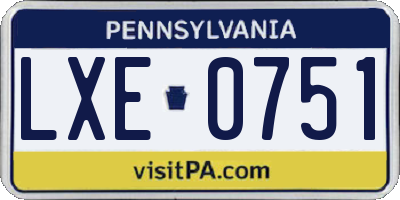 PA license plate LXE0751