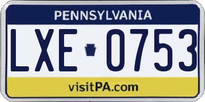 PA license plate LXE0753