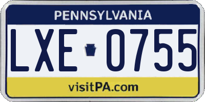 PA license plate LXE0755