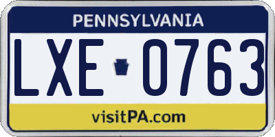 PA license plate LXE0763