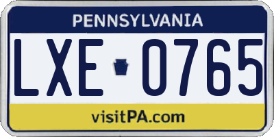 PA license plate LXE0765