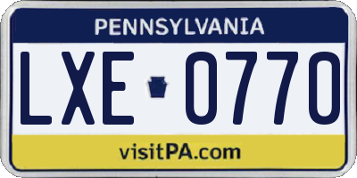 PA license plate LXE0770
