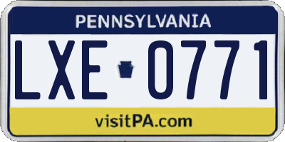 PA license plate LXE0771