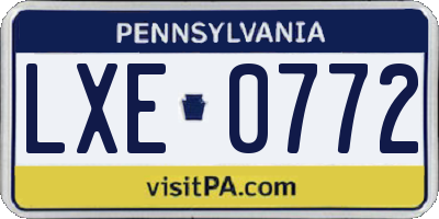 PA license plate LXE0772