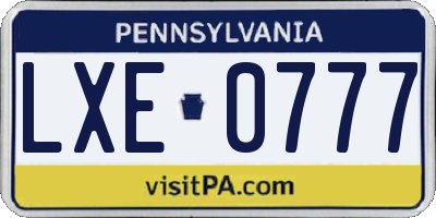 PA license plate LXE0777