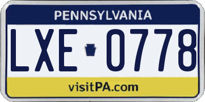 PA license plate LXE0778