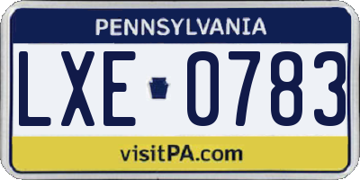 PA license plate LXE0783