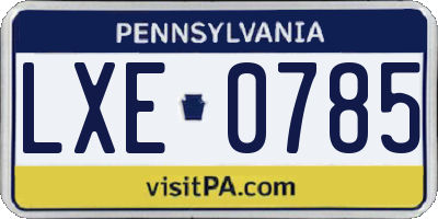 PA license plate LXE0785
