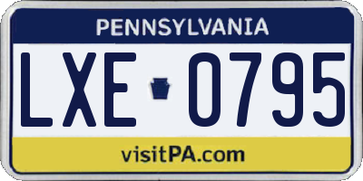 PA license plate LXE0795