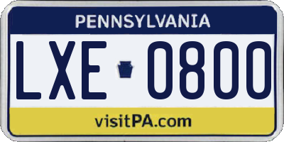 PA license plate LXE0800