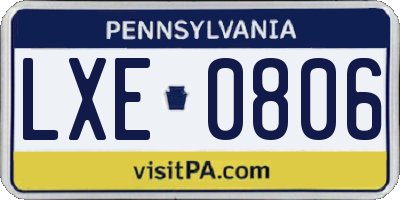 PA license plate LXE0806
