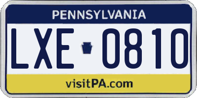 PA license plate LXE0810