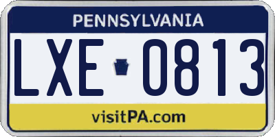 PA license plate LXE0813