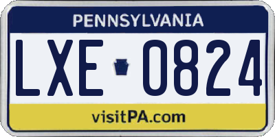 PA license plate LXE0824