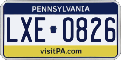 PA license plate LXE0826